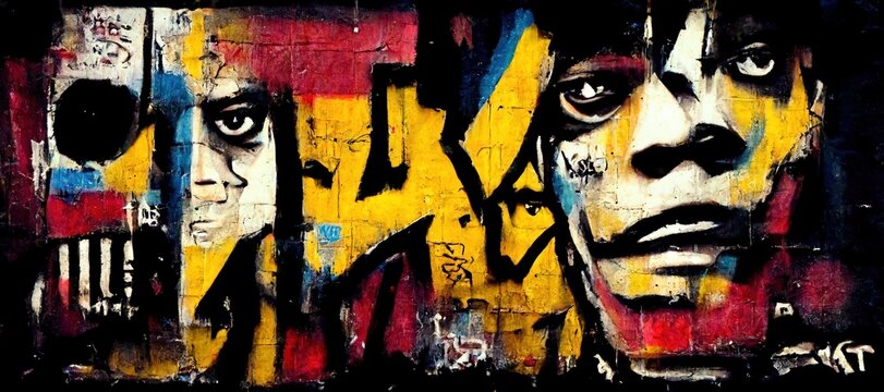 Portrait of a man. graffiti vibe. Generative AI