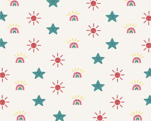 seamless pattern star and rainbow