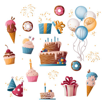 Birthday party set, set of birthday elements