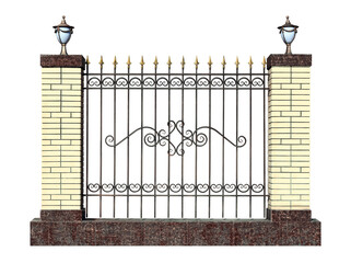 Decorative forged fence with pillar.