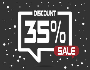 Fototapeta premium 35% Off sale balloon. Design for sales trade and products on dark background. Promotion and business banner