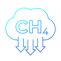 methane emissions, CH4 linear icon