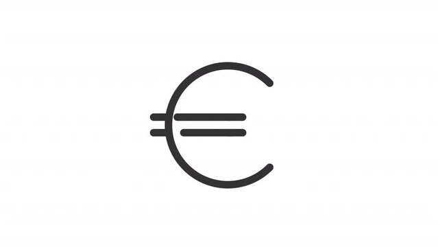 Animated euro sign line ui icon. European currency. Economics. Seamless loop HD video with alpha channel on transparent background. Outline isolated user interface element motion graphic animation