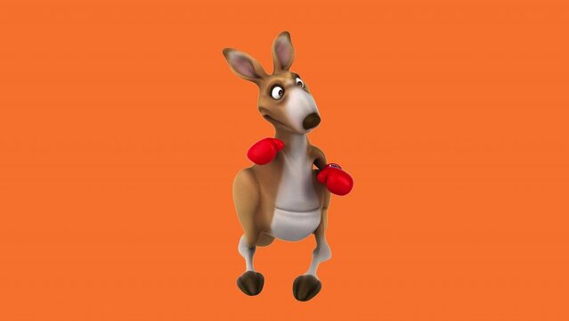 Fun 3D cartoon kangaroo boxing (alpha included)