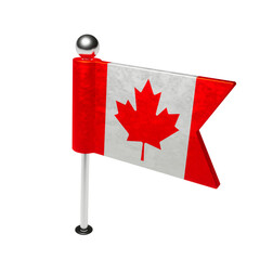 The flag of Canada. Board pin in the shape of a flag.  3D Render.