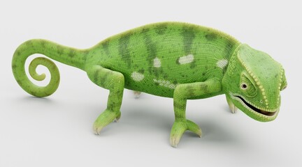 Realistic 3D Render of Flap Necked Chameleon