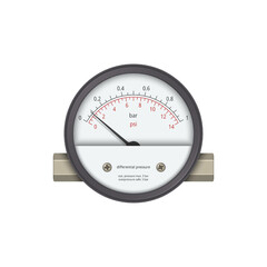 Differential pressure gauge on white background. Vector illustration.