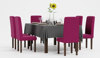 Obraz premium Realistic 3D Render of Restaurant Table