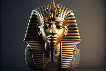 Mask of Egyptian pharaoh mask display background mockup copy space 3d render style generative AI