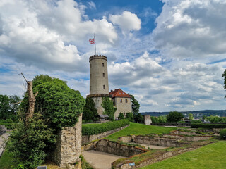Fototapeta na wymiar Sparrenburg Bielefeld in sunny weather and beautiful skies