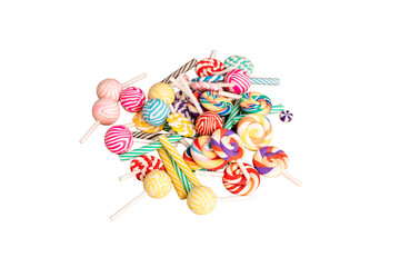 Colored lollipop isolated on white background