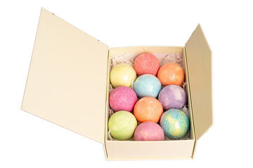 Scented bath balls isolated on white background