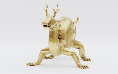 Fototapeta premium Realistic 3D Render of Chinese Dragon Statue
