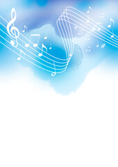 Music watercolor background for use as a template for flyer or for use in web design. - 552059746