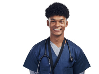 PNG  of a male nurse posing with a stethoscope around his neck
