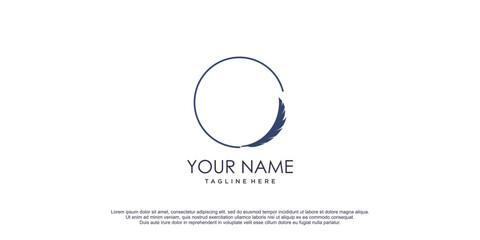 Feather logo with text space icon design illustration