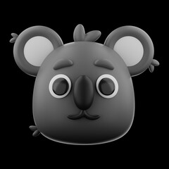 Animal koala  icon 3d rendering on isolated background