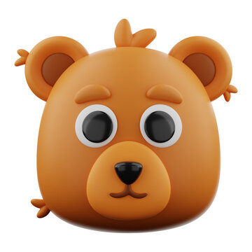 Animal bear icon 3d rendering on isolated background