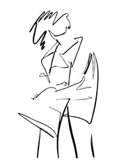 Fashion woman abstract portrait, line art, quick sketch, vector fashion illustration, girl beauty minimalist, vector illustration