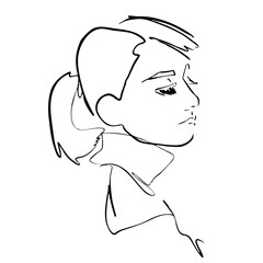 Fashion woman abstract portrait, line art, quick sketch, vector fashion illustration, girl beauty minimalist, vector illustration