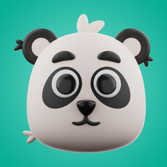 Animal panda icon 3d rendering on isolated background