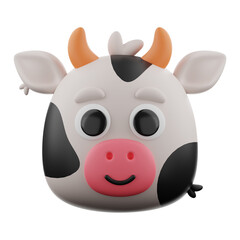 Naklejka premium Animal cow icon 3d rendering on isolated background