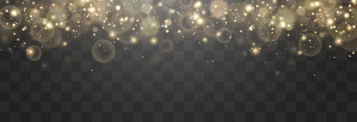 Bokeh lights effect isolated on png background. Soft blured bokeh and lights. Festive golden luminous background. Vector Christmas concept isolated on transparent background © Leonid