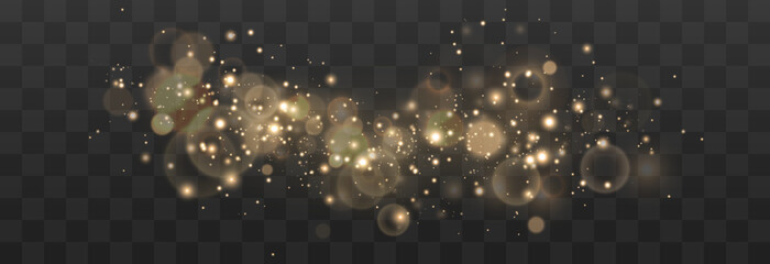 Bokeh lights effect isolated on png background. Soft blured bokeh and lights. Festive golden luminous background. Vector Christmas concept isolated on transparent background © Leonid