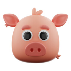 Animal pig icon 3d rendering on isolated background PNG © Alper