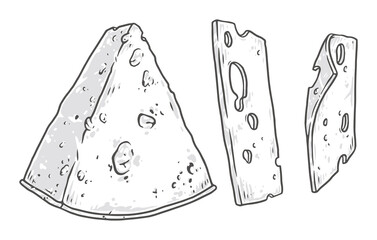 Cheese appetizer labels monochrome set