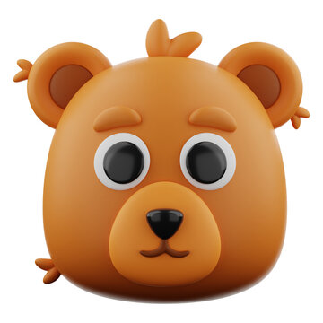 Animal bear icon 3d rendering on isolated background PNG