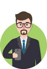 Businessman on duty, male employee at work.	