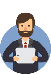 Businessman on duty, male employee at work.	