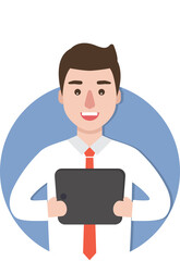 Businessman on duty, male employee at work.	