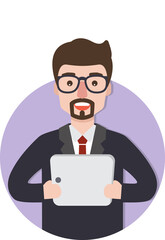 Businessman on duty, male employee at work.	