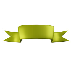 Green blank label ribbon icon 3d render illustration