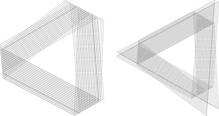 Illustration with lines. Black and white vector. Pattern with corners. Abstract triangle