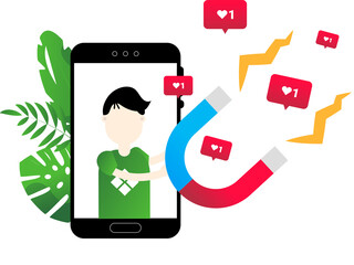 Social media illustration, online marketing