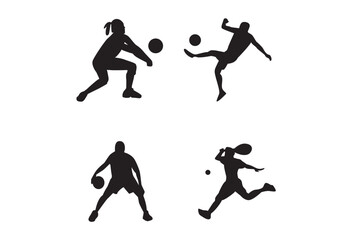 Fototapeta na wymiar silhouettes of people playing sport