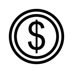 Simple dollar coin icon. Foreign currency. Vector.