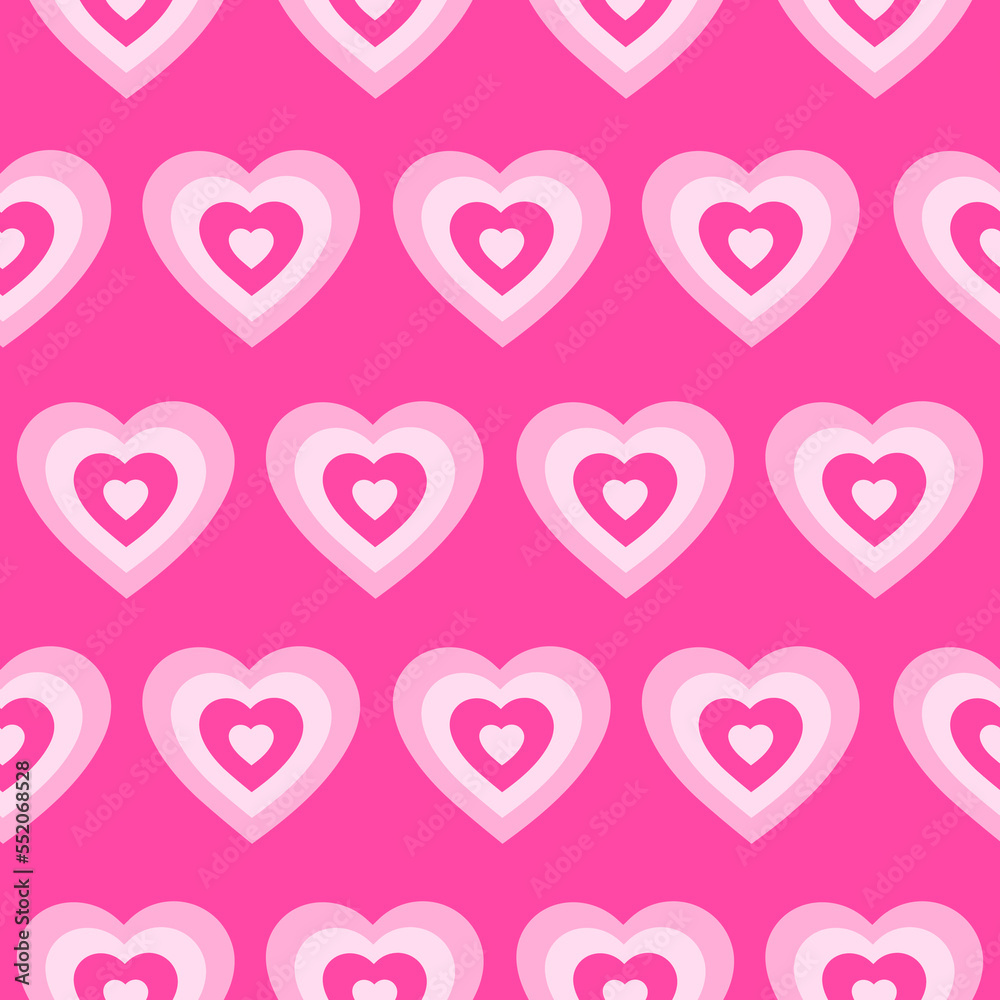 Poster groovy romantic hearts seamless pattern. hippie retro print for textile, wrapping paper, web design 