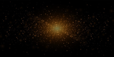 Glowing light effect with lots of shiny particles isolated on black background. Vector star cloud with dust.