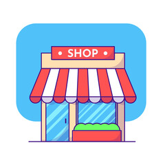 Store vector icon illustration. Building icon concept isolated vector. Flat cartoon style illustration