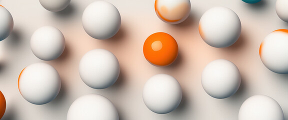 3d rendering Abstract background of orange spheres of geometric shapes