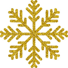 Golden Glitter Sparkling Snowflake Shape Christmas Decoration Isolated Design Element