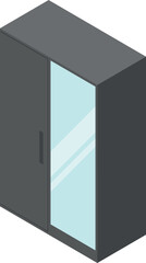 Mirror door closet. Isometric wardrobe. Furniture icon