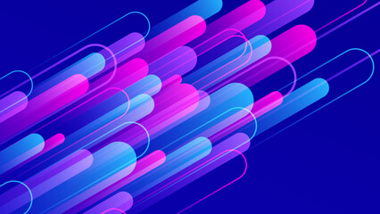 Abstract blue and pink gradient background with geometric dynamic shapes and sport speed motion element. Design for technology background, hi-tech, sport