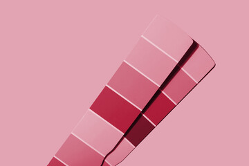 Color samples palette catalog. New 2023 trending PANTONE 18-1750 Viva Magenta colour - 552070755
