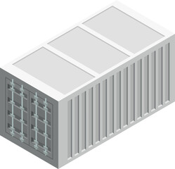 Isometric freight ship container. Metal cargo icon