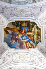 Fotobehang Rich decorated ceiling of Stams Abbey, Tirol, Austria, Europe © jeeweevh